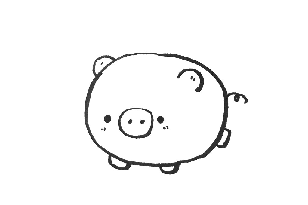 一组胖乎乎的小猪简笔画图片-图3
