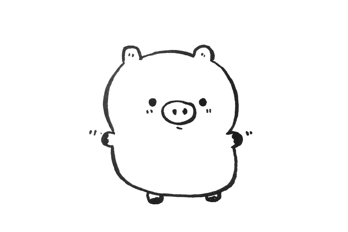 一组胖乎乎的小猪简笔画图片-图9