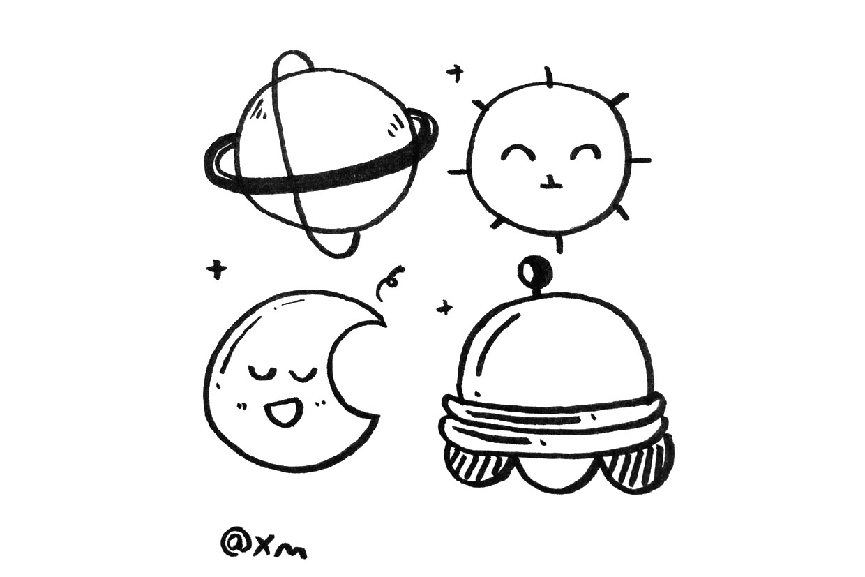 星河璀璨 一组关于外太空的简笔画图片-图3