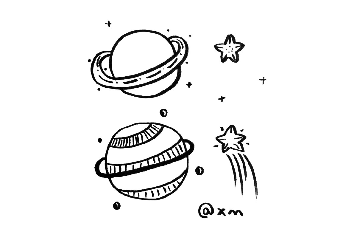 星河璀璨 一组关于外太空的简笔画图片-图9