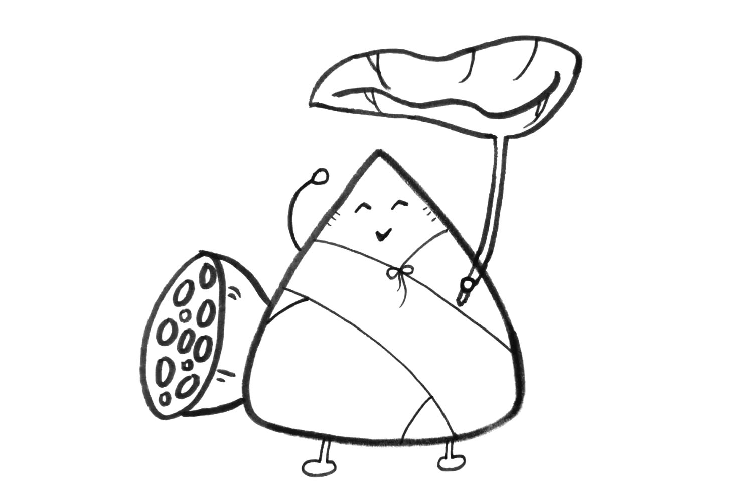 步骤5：在一侧画出莲蓬增加画面美感。