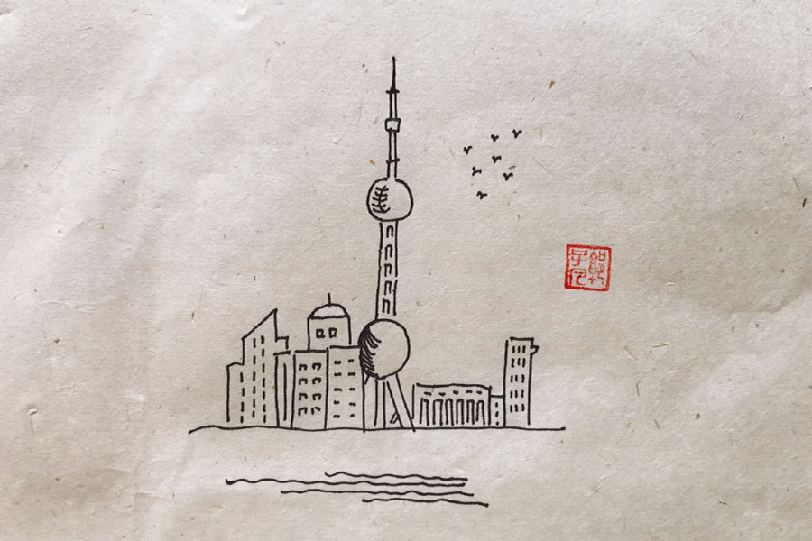 城市各角落美丽风景简笔画图片-图2