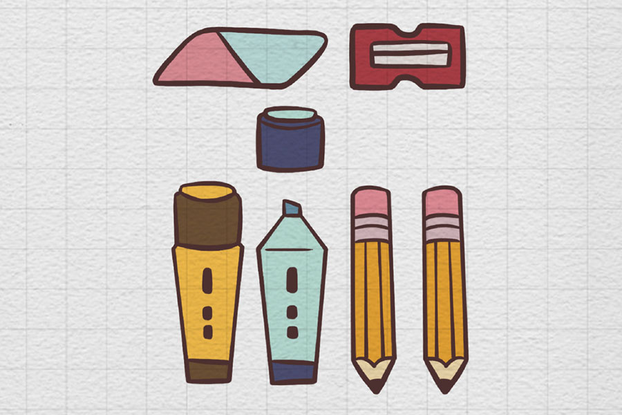 一组上学必备单品简笔画图片-图8