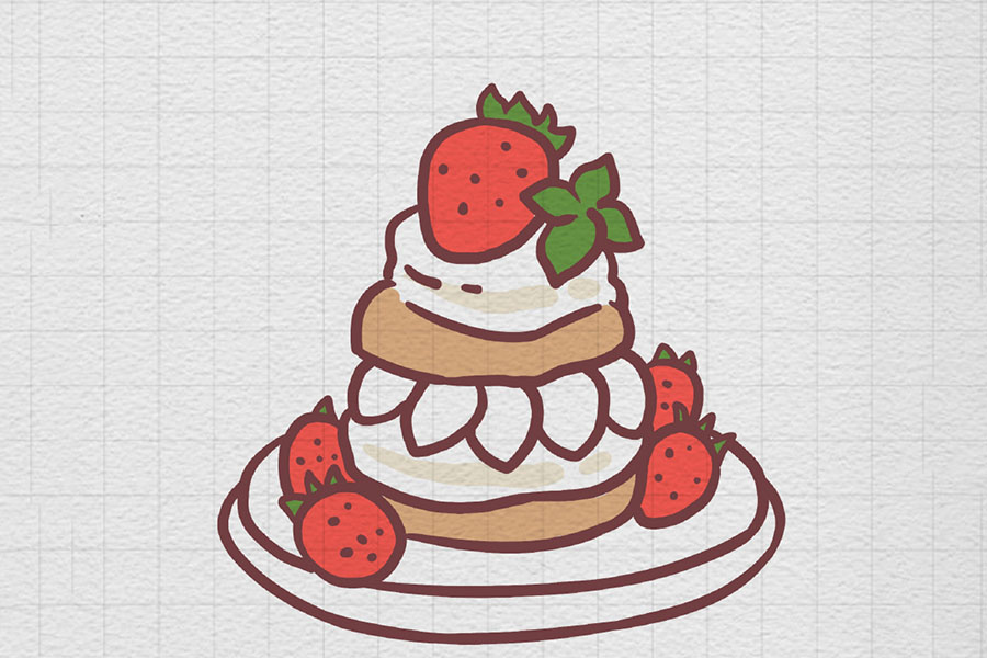 双层草莓蛋糕怎么画-图8