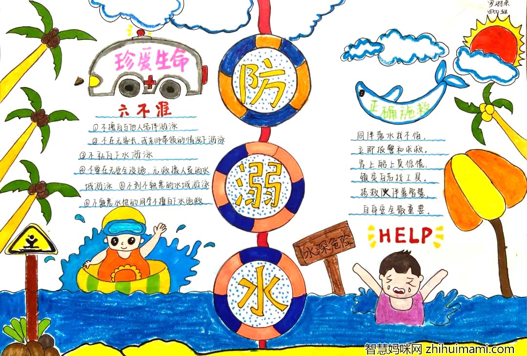 5张防溺水手抄报简单好画-图3