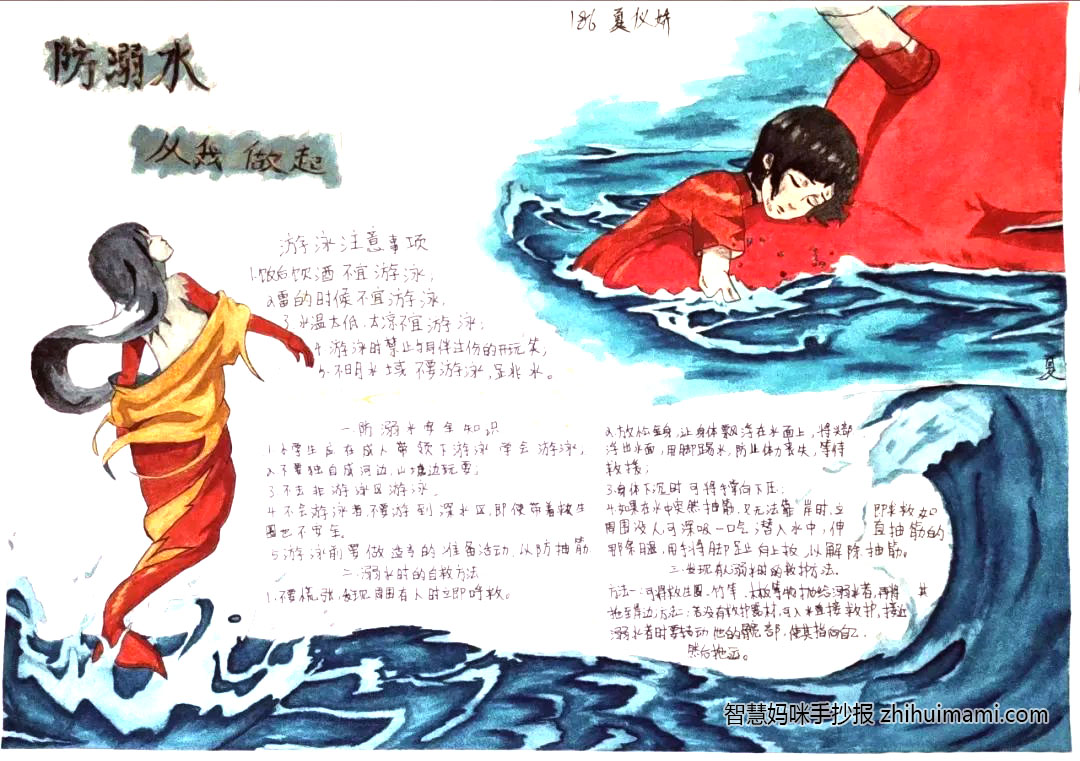 “珍爱生命 预防溺水” 主题手抄报（8张）-图1