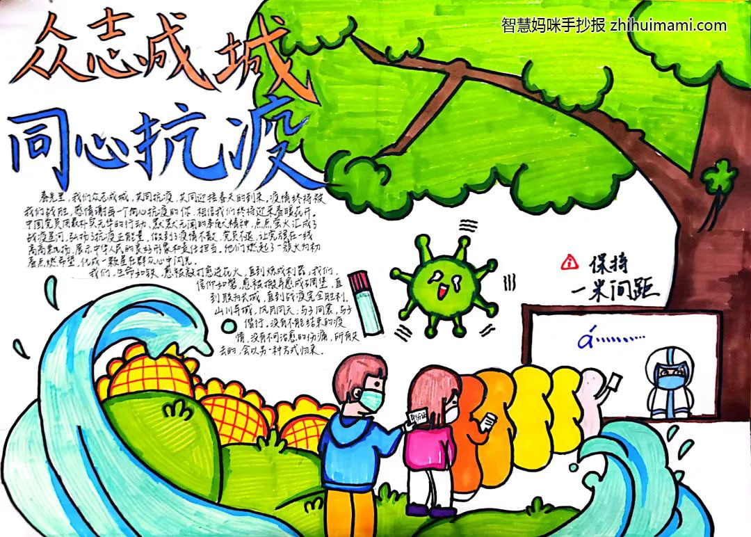 “众志成城 同心抗疫”主题手抄报一等奖（7张）-图2