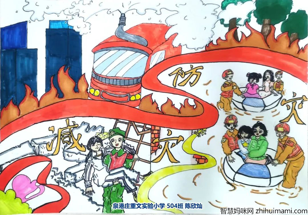 防震减灾儿童画简单好看-图1