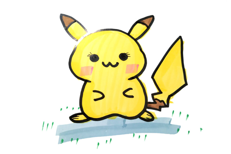 五张可爱的皮卡丘简笔画图片-图4