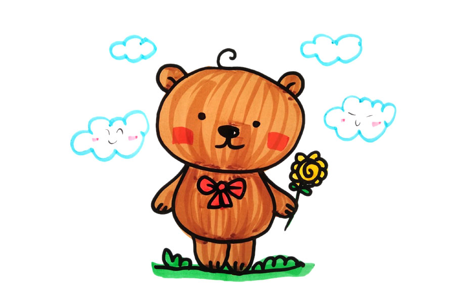 5张小熊简笔画图片简单又可爱-图1