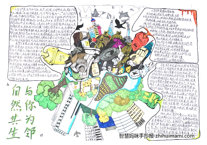 “敬畏自然 和谐共生”主题手抄报一等奖（8张）-图8