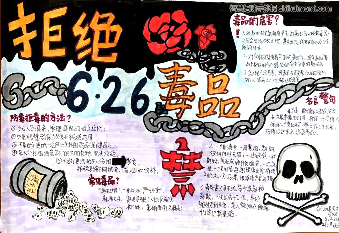 “拒绝毒品，你我同行”主题手抄报一等奖（7张）-图6