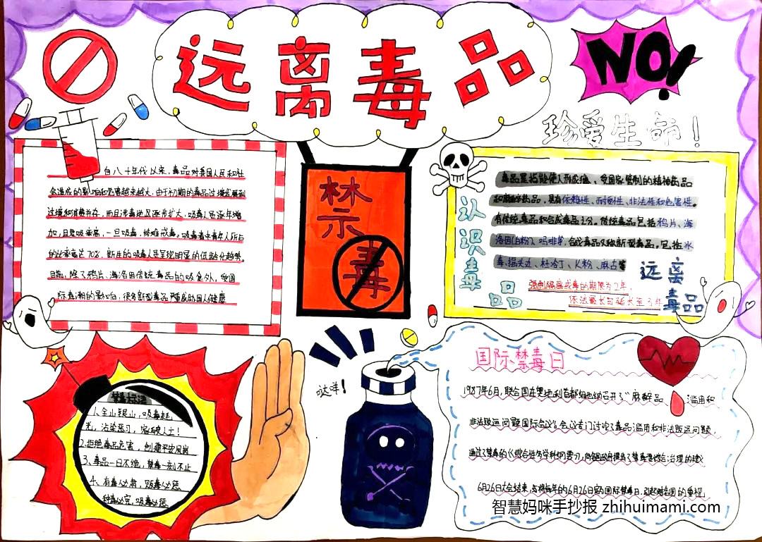 “拒绝毒品，你我同行”主题手抄报一等奖（7张）-图7