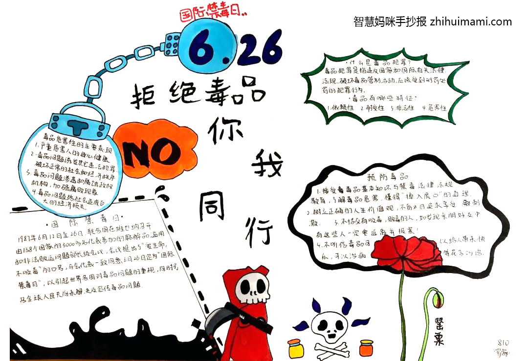 9张漂亮的三年级禁毒教育手抄报-图8