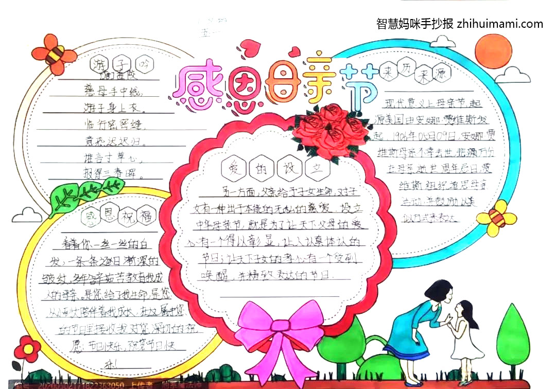 "感恩母亲 赞扬母爱"手抄报绘画（5张）-图1
