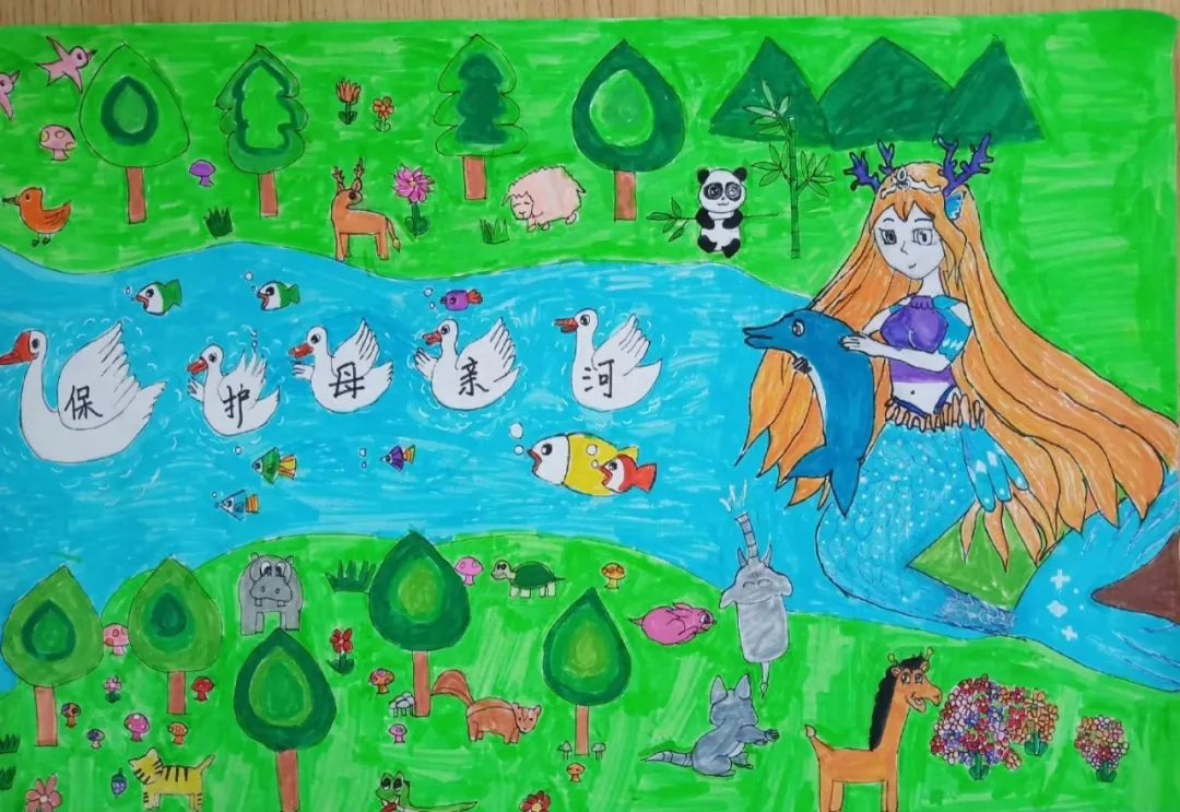 保护母亲河主题手抄报绘画-图2