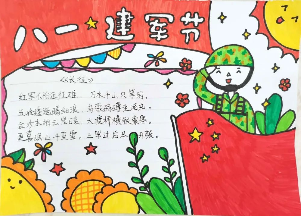 八一建军节主题手抄报绘画-图1