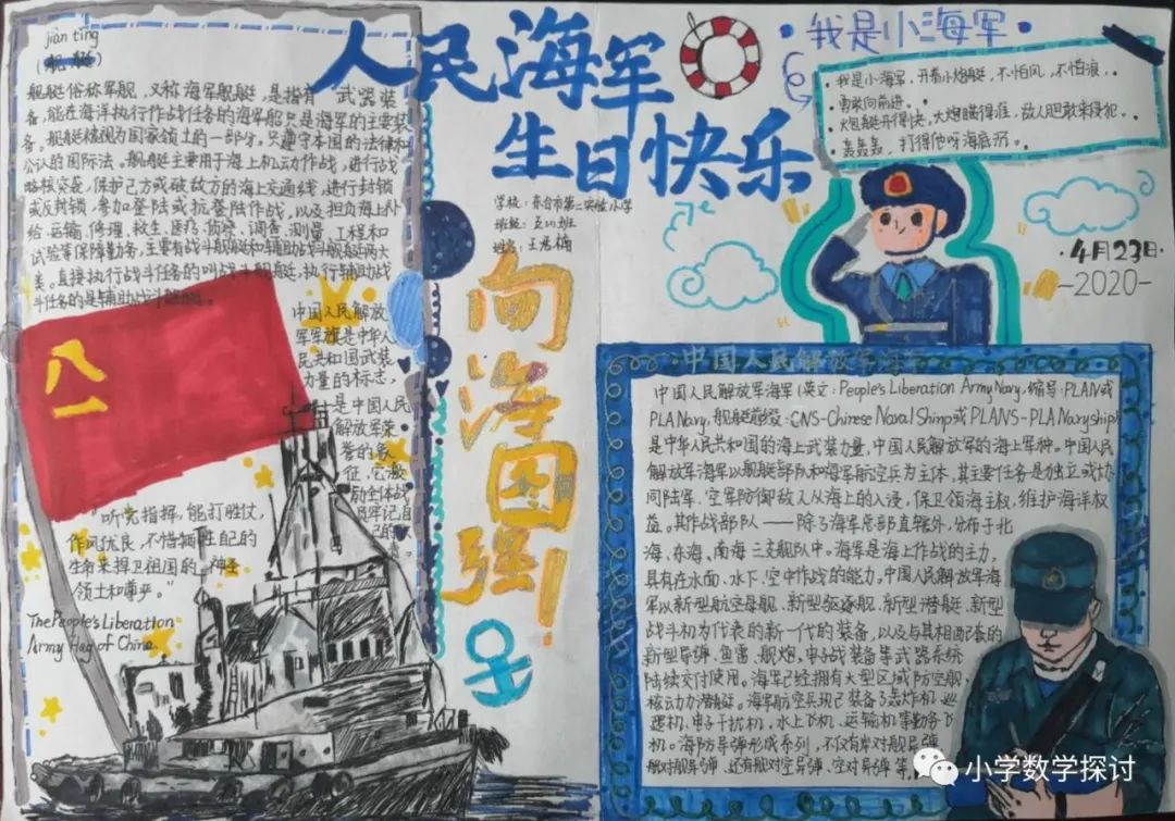 海军节70周年手抄报怎么画-图3