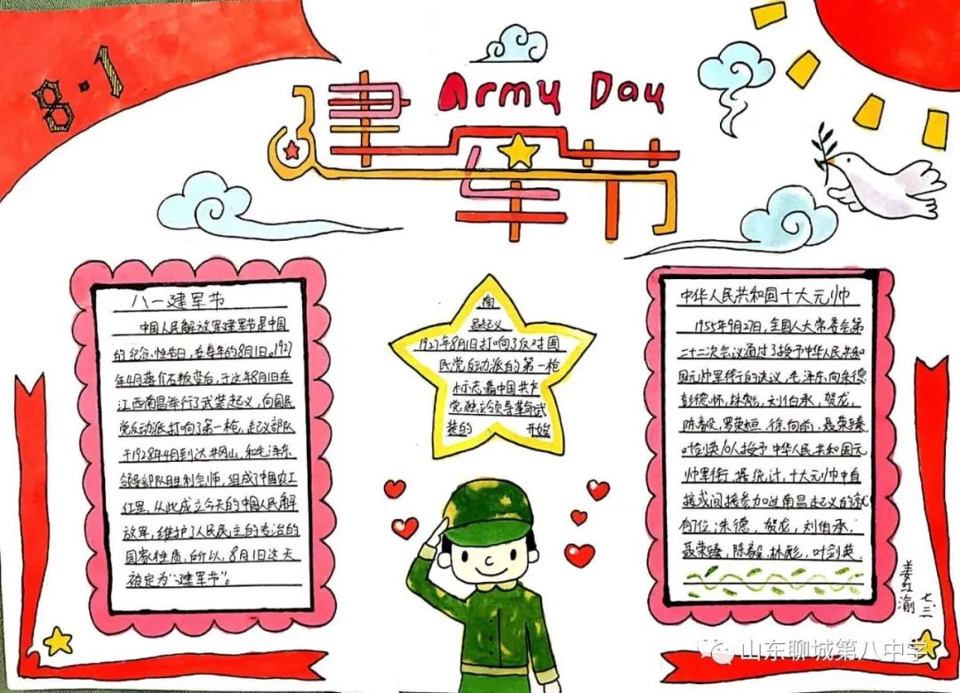 向解放军敬礼手抄报-图2