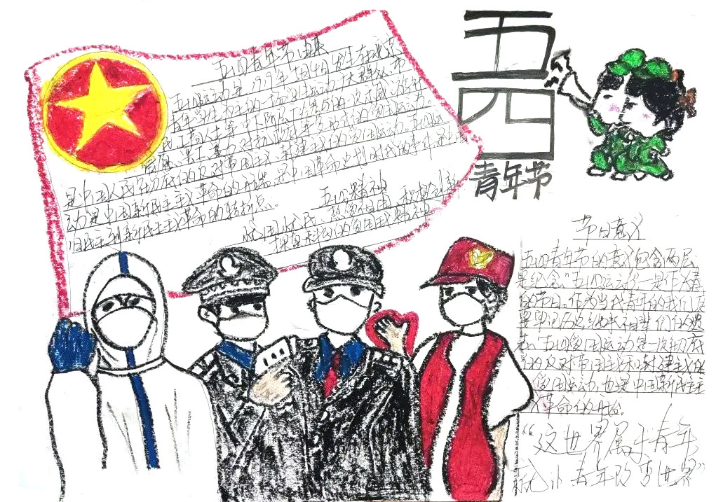 “弘五四之律，绘青春之志”五四手抄报-图4