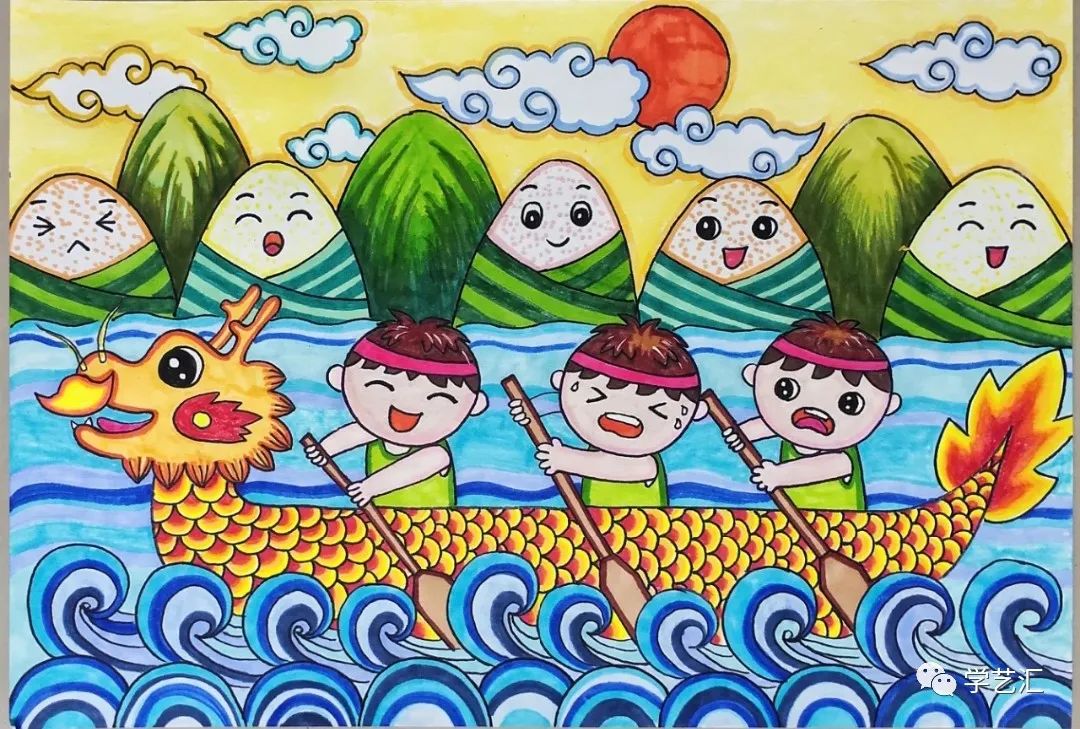 17张漂亮的端午节粽子、端午节划龙舟儿童画图片-图5