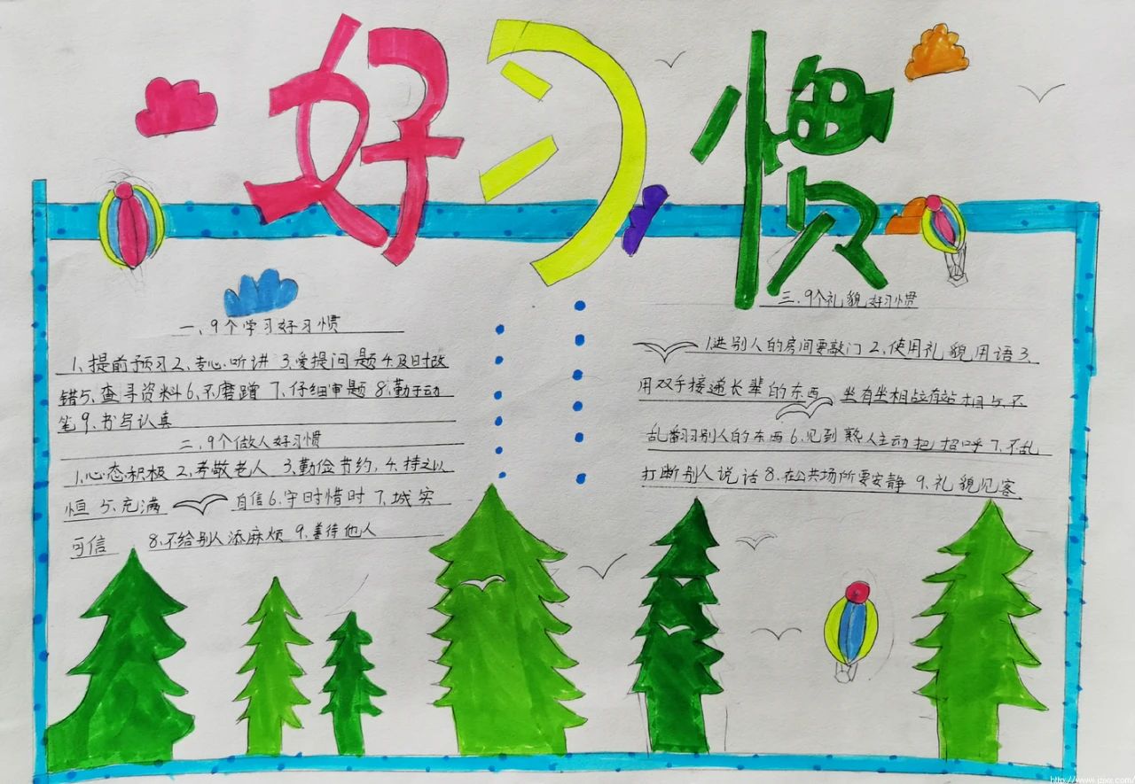 三年级好习惯伴我成长手抄报-图3