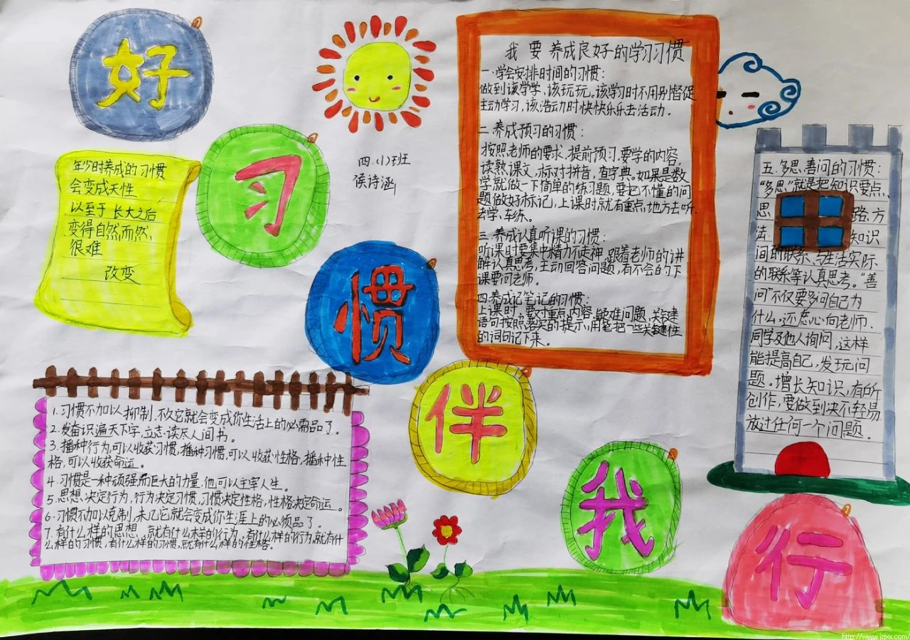 一年级好习惯伴我行手抄报设计图-图2
