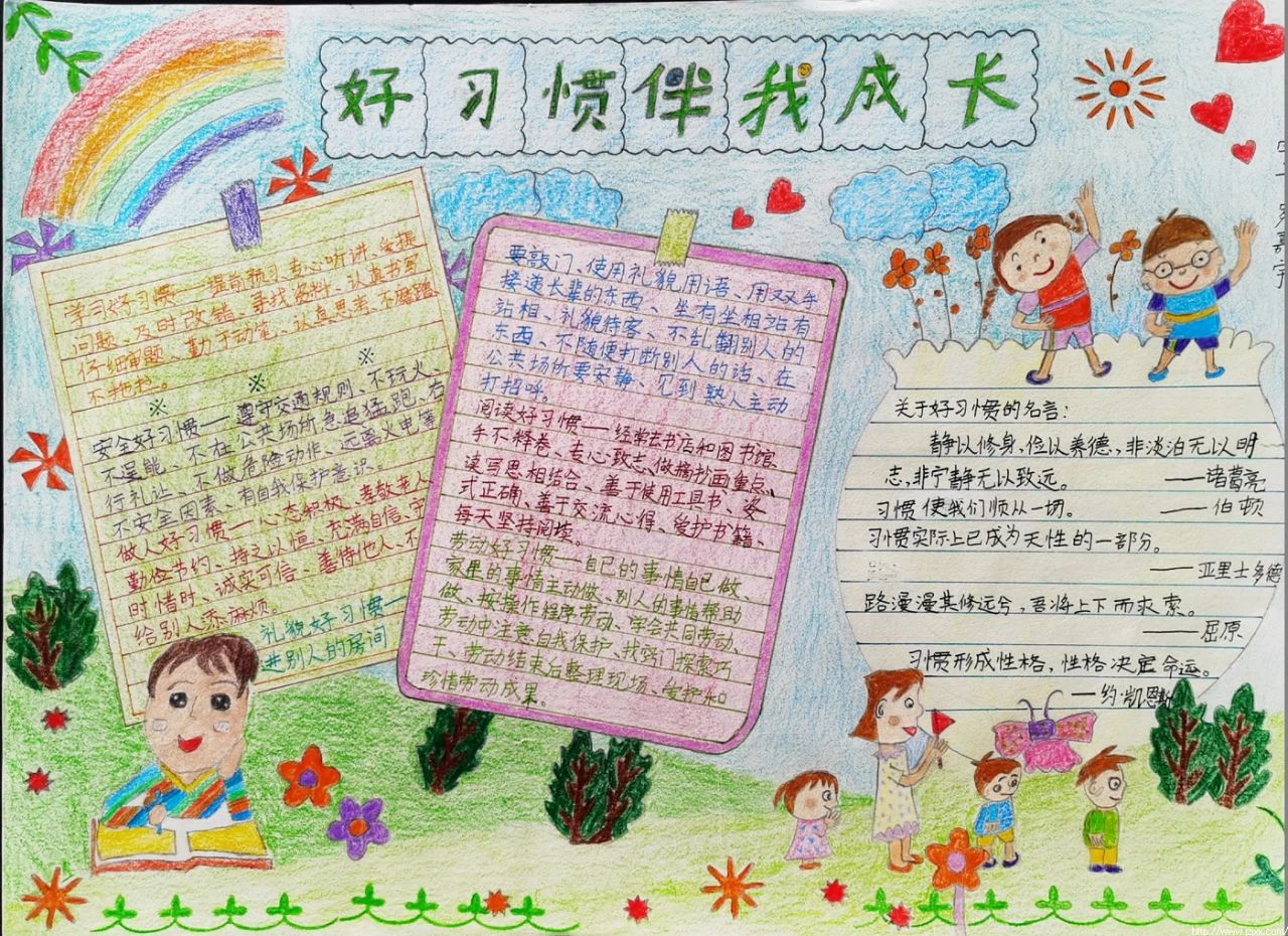 一年级好习惯伴我行手抄报设计图-图3