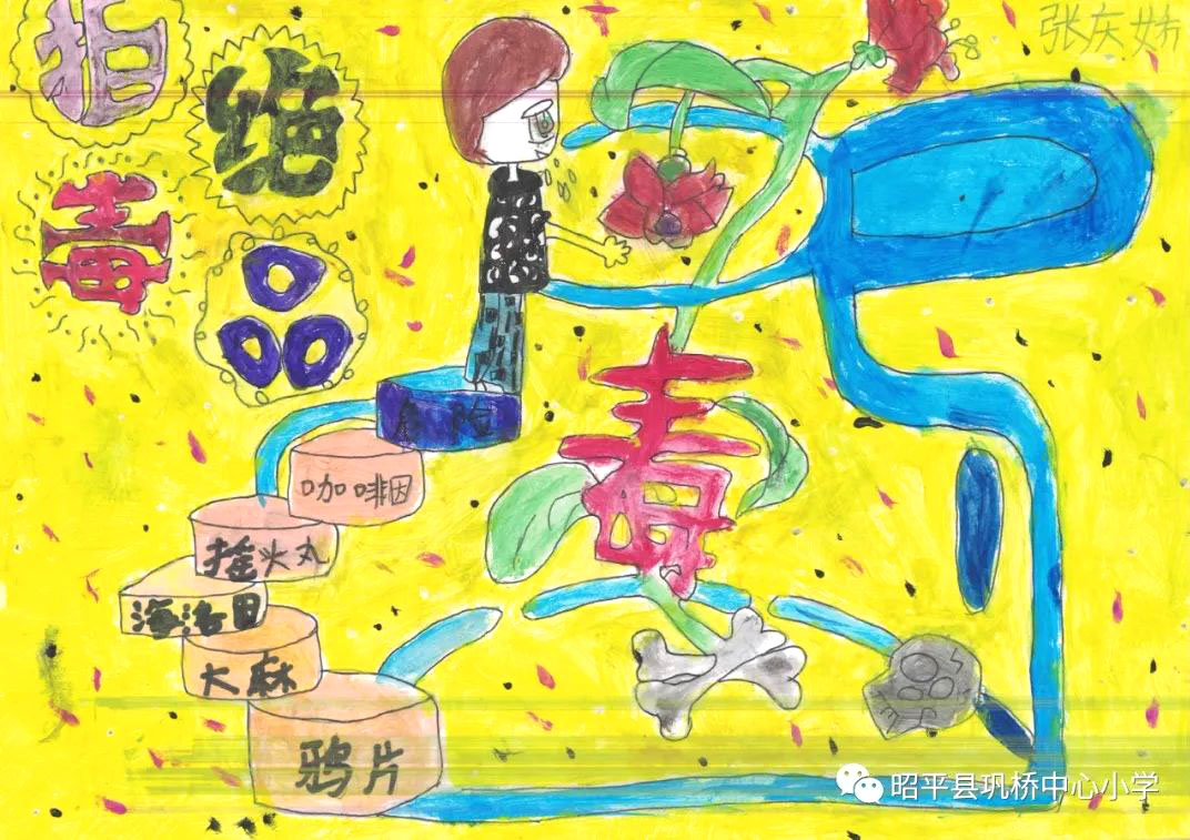6·26国际禁毒日小学生儿童绘画作品-图4