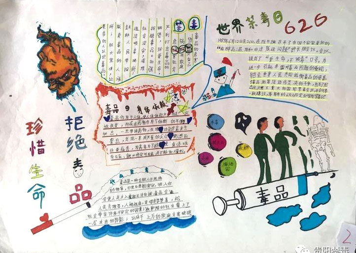 禁毒让世界更美好 小学禁毒主题手抄报二等奖作品-图6