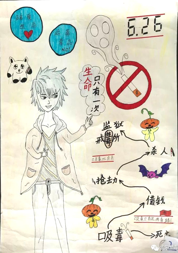 珍惜生命远离毒品 小学禁毒教育绘画比赛获奖作品-图9