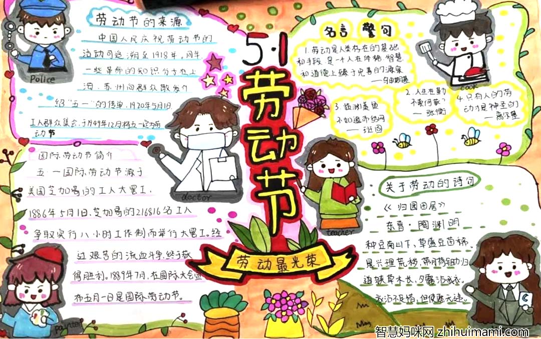 赞美劳动光荣“庆五一”劳动节手抄报四年级5张-图5
