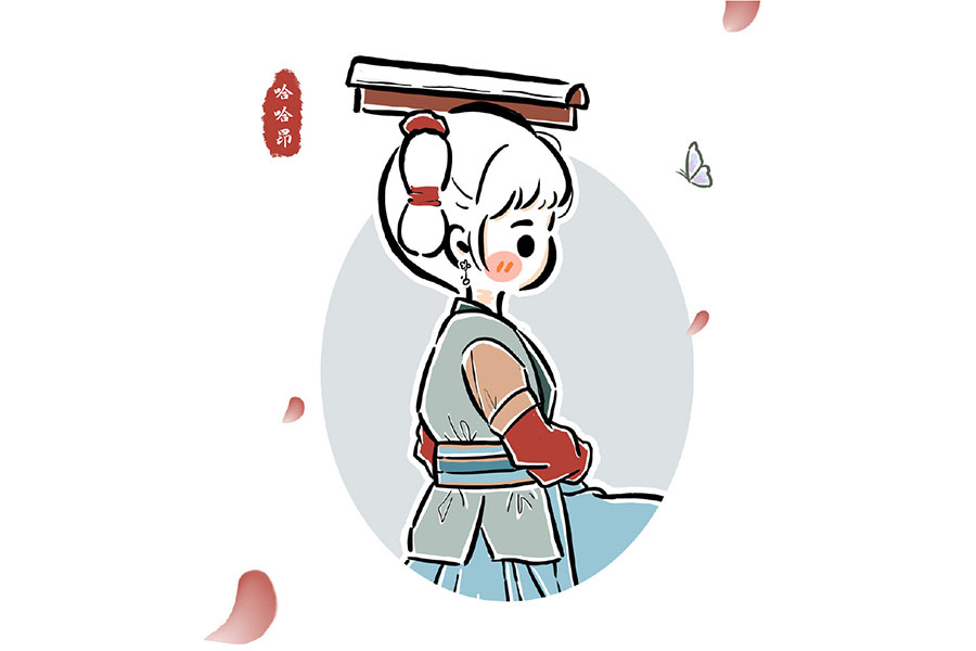 古风也可以很可爱 一组漂亮的古风小女孩简笔画图片-图4