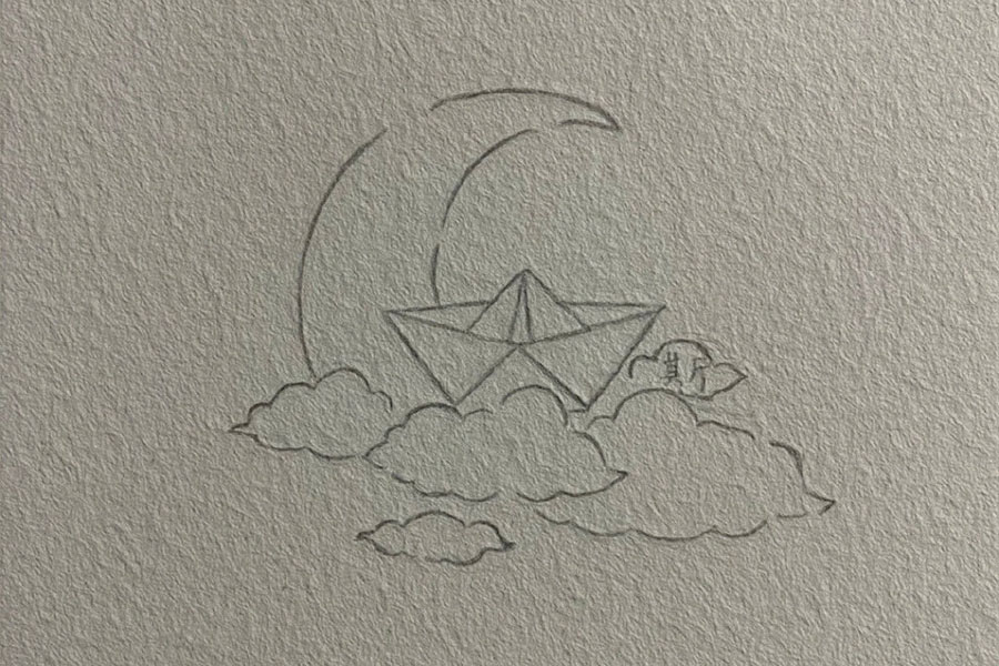 漂亮的月亮船简笔画教程-图4