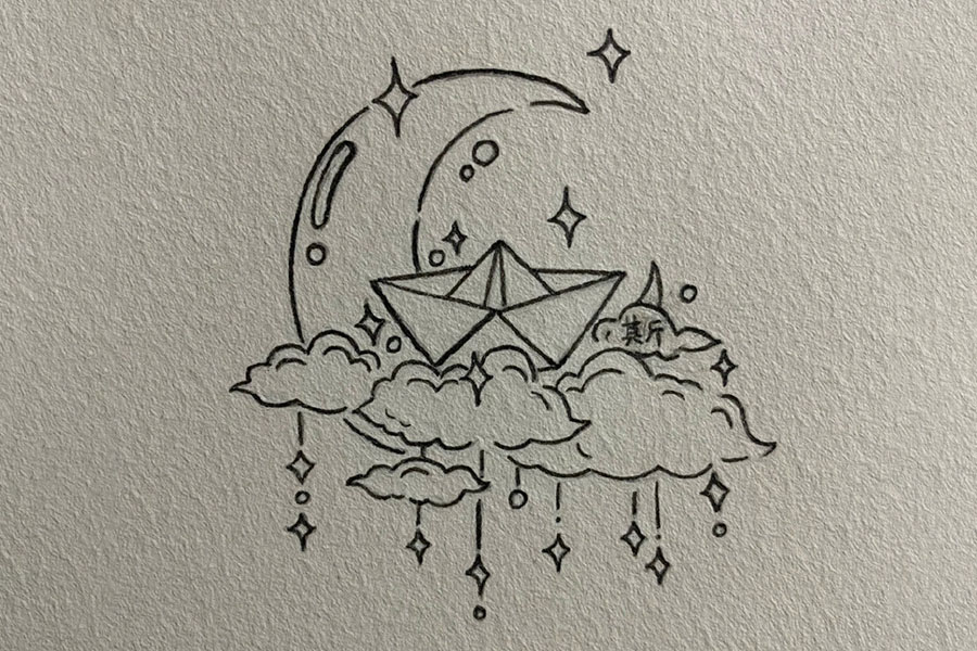 漂亮的月亮船简笔画教程-图8