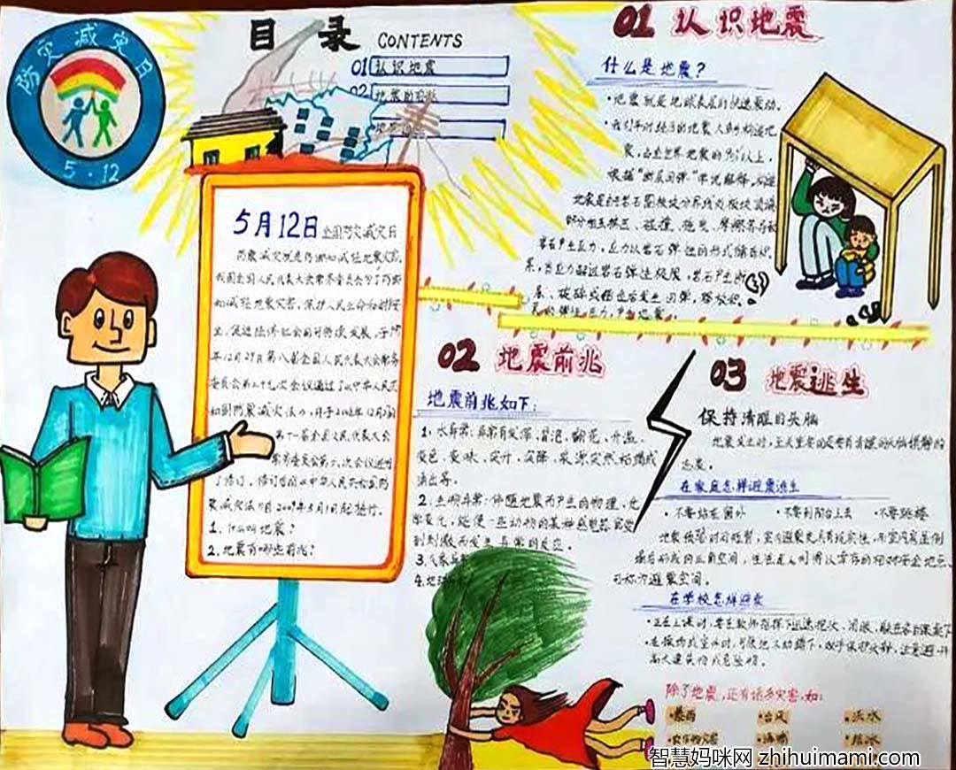 “减轻灾害风险，守护美好家园”防灾减灾手抄报5张-图4