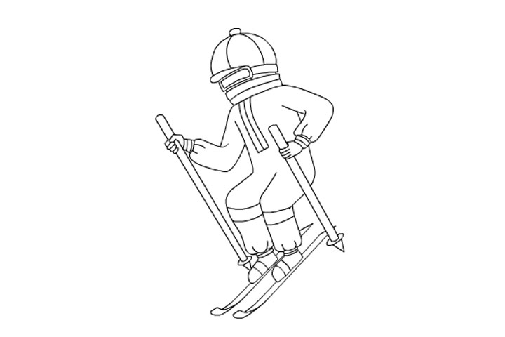 冬奥简笔画 滑雪人物简笔画画法步骤-图5