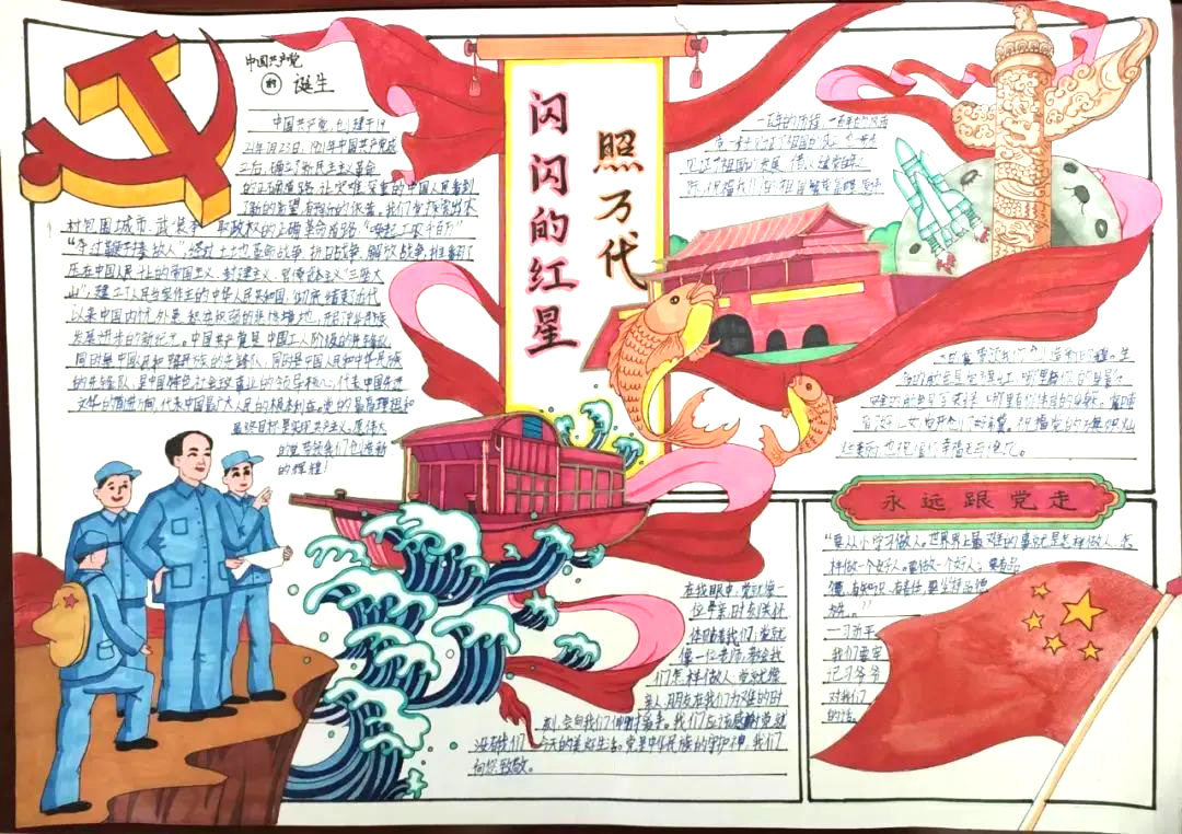 喜迎二十大党在我心中 6张漂亮的手抄报图片-图4