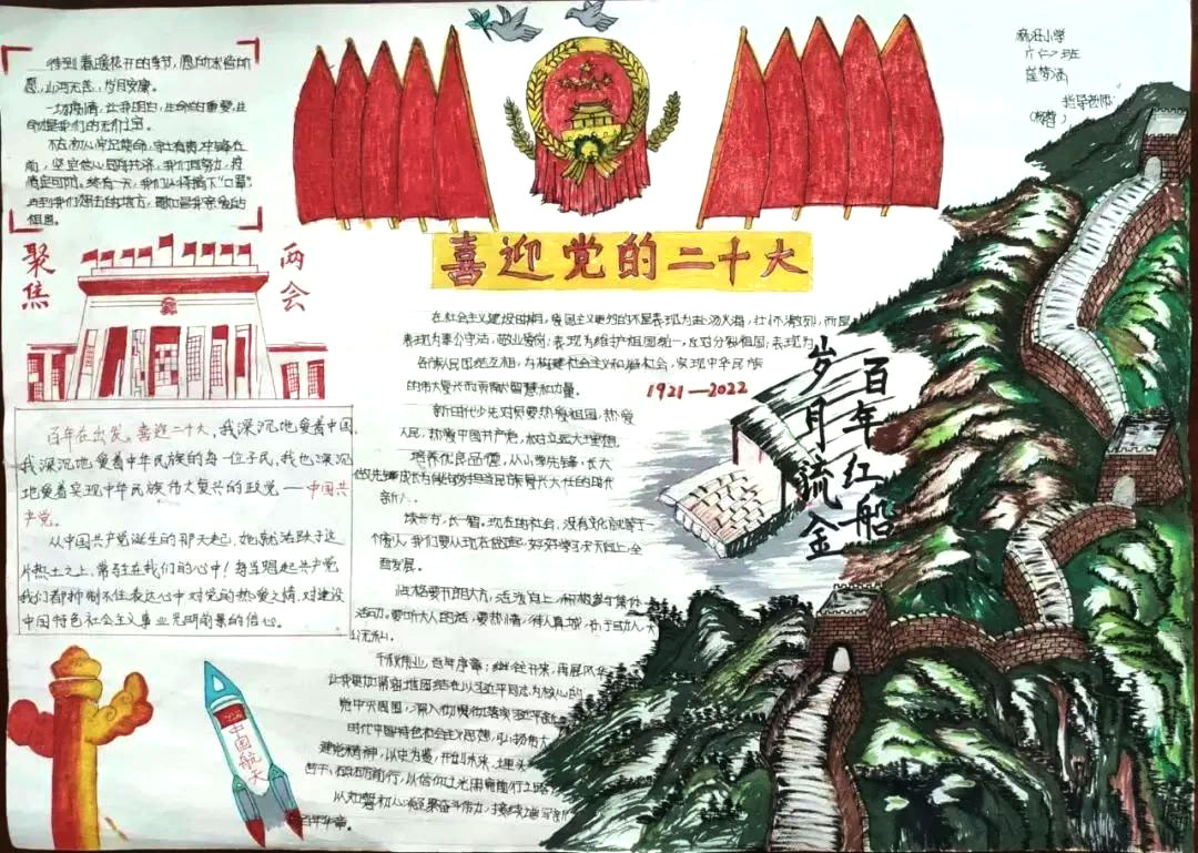 喜迎二十大党在我心中 6张漂亮的手抄报图片-图6