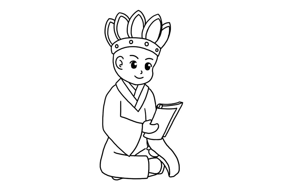 中国四大名著西游记人物 唐僧简笔画教程-图6