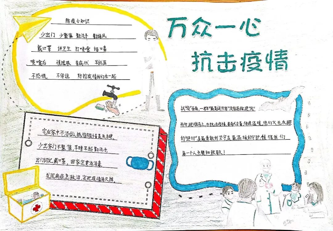 小学六年级新冠肺炎防控手抄报一等奖-图1