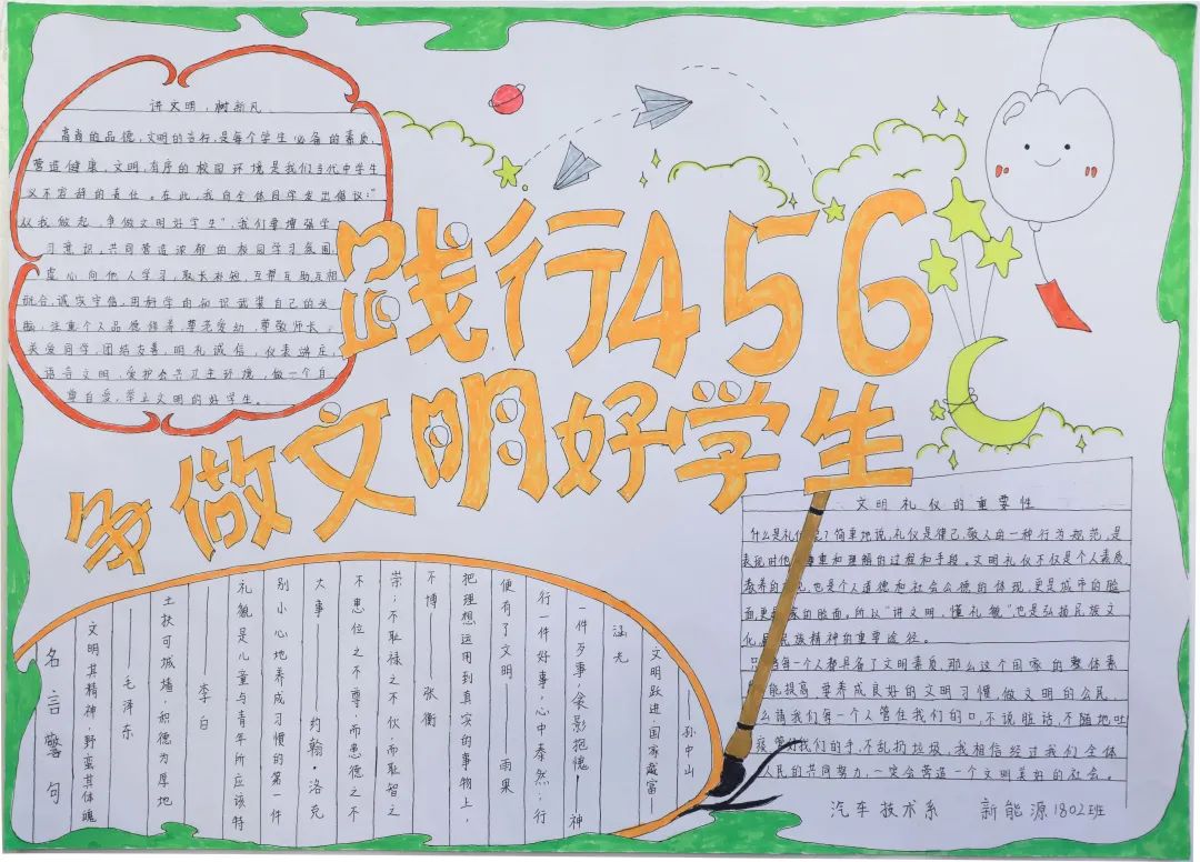 “践行4-5-6，争做文明学生”手抄报（精选8张）-图1