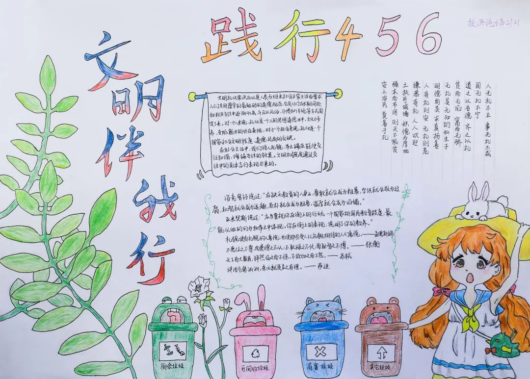 “践行4-5-6，争做文明学生”手抄报（精选8张）-图3