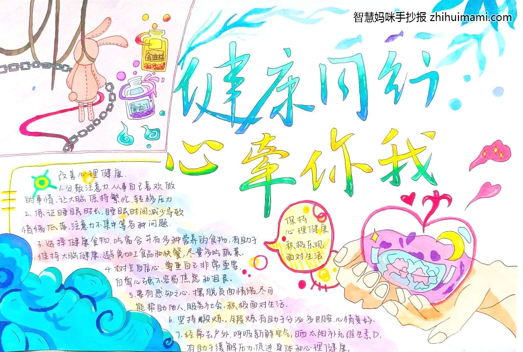 “奋斗青春，健康成长”心理健康手抄报-图1