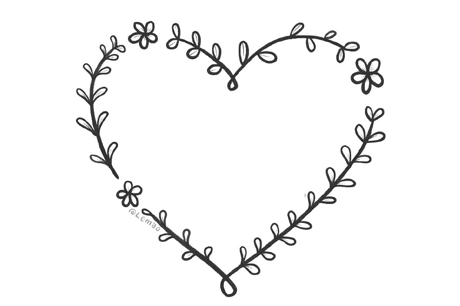 8张漂亮的爱心文本框边框简笔画图片-图4