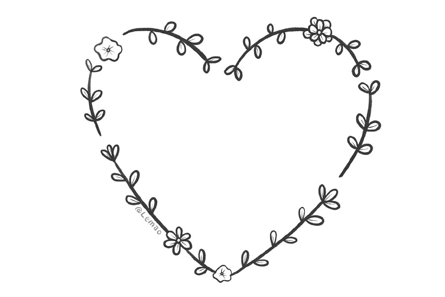 8张漂亮的爱心文本框边框简笔画图片-图5