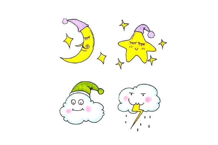 超萌的天气简笔画手账-图1
