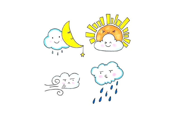 超萌的天气简笔画手账-图4