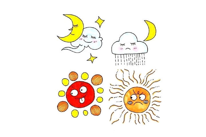超萌的天气简笔画手账-图7