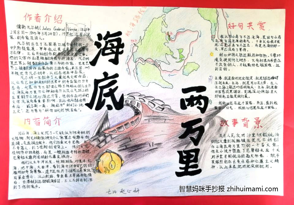 海底两万里手抄报漂亮又好画-图3